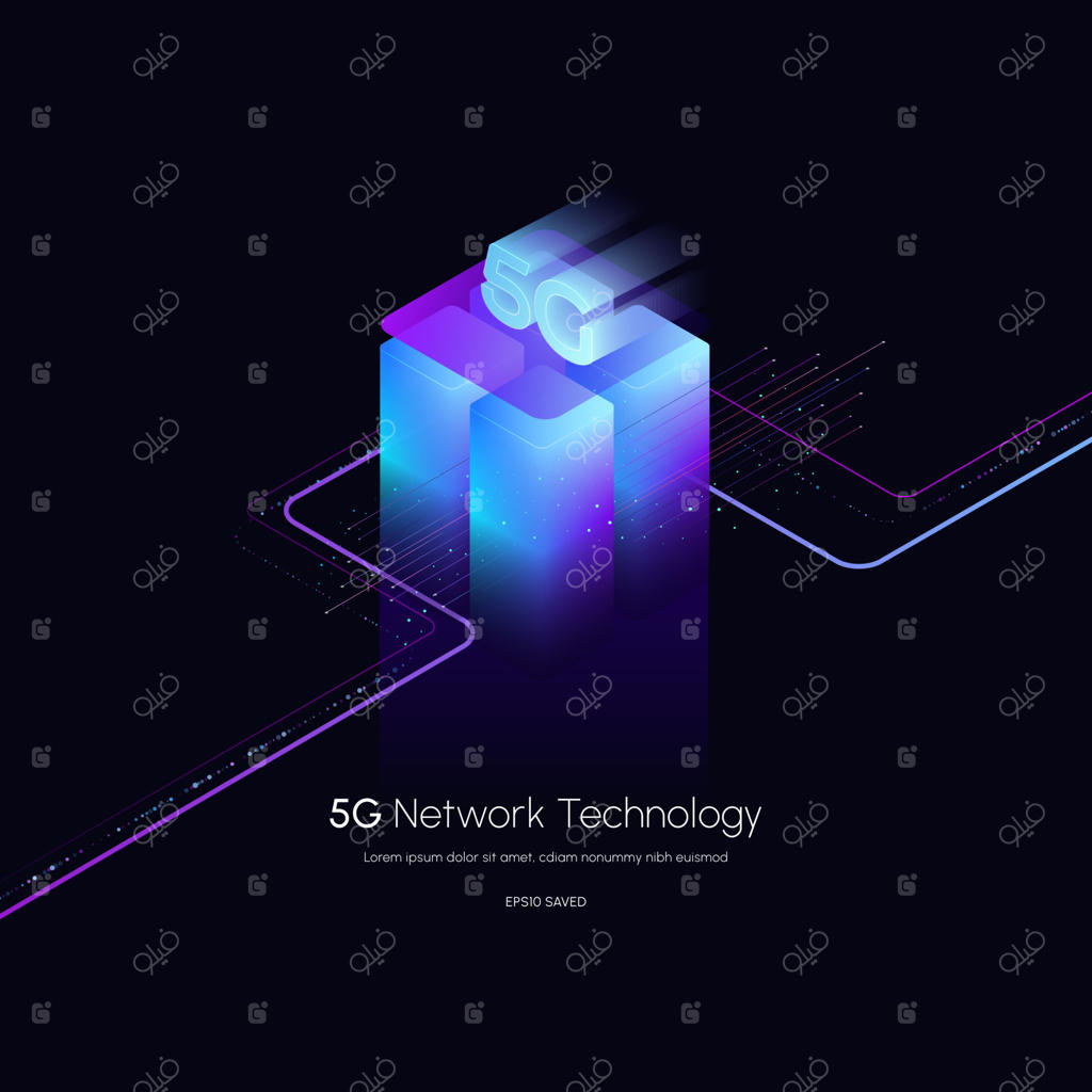 فناوری شبکه بی‌سیم 5G وکتور ایزومتریک گوشی هوشمند. استفاده از دستگاه‌های دیجیتال مدرن.