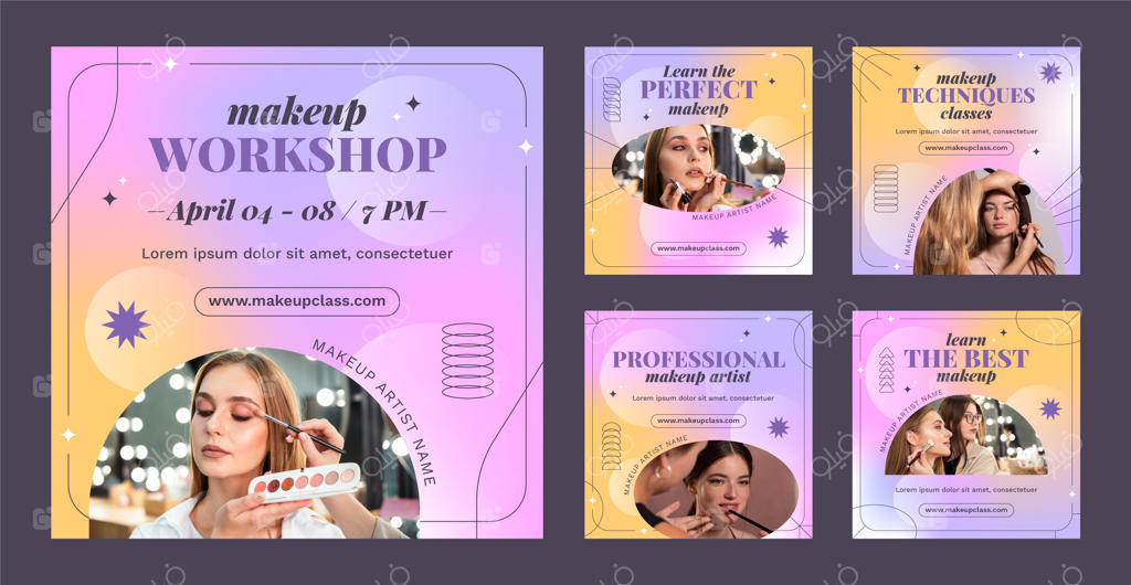 مجموعه پست‌های اینستاگرام آرایشگران با گریده‌رنگی