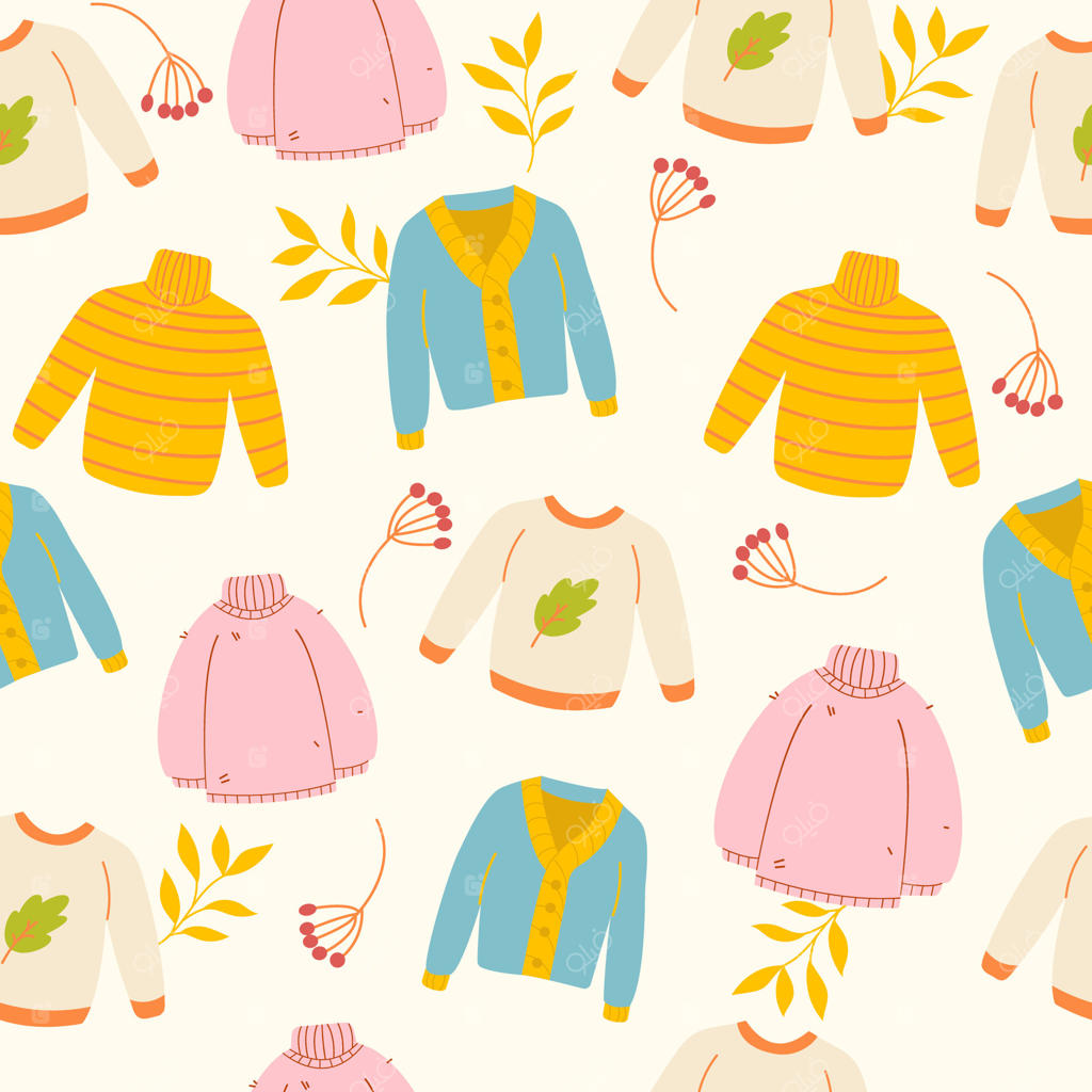 طراحی پترن ژاکت رنگارنگ برای لوازم مد