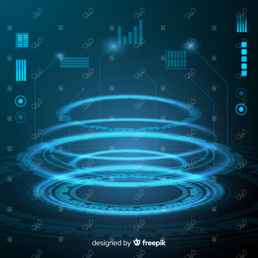 رابط کاربری HUD آینده‌نگرانه با سبک گرادینت