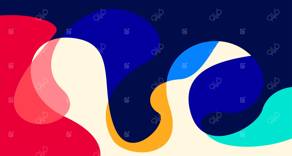 طراحی انتزاعی شکل مایع و طرح هندسی با موج‌های گرادیان و خطوط نقطه‌ای باتیک اندونزیایی - تصویر وکتور