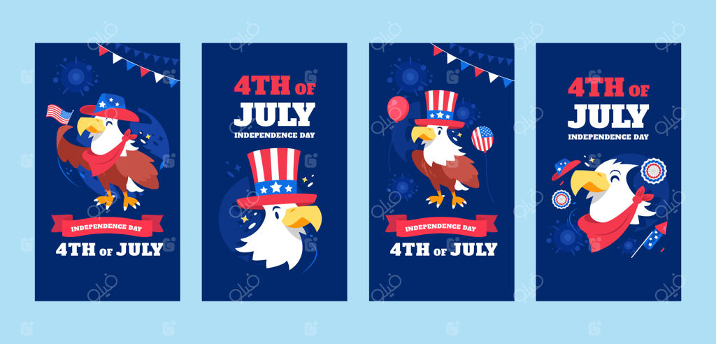 مجموعه استوری‌های اینستاگرام چهارم جولای ساده و شیک