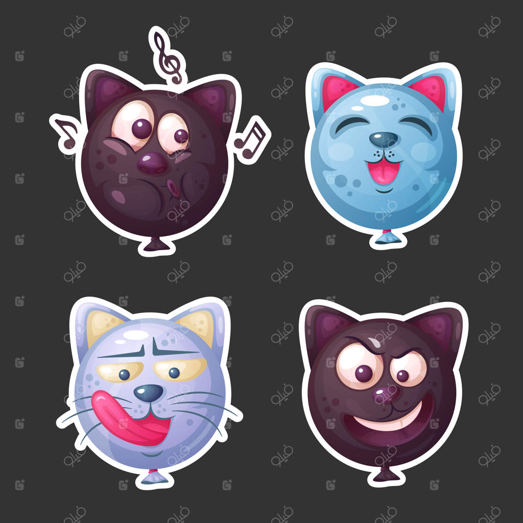 ست برچسب‌ها: گربه‌های بادکنکی.