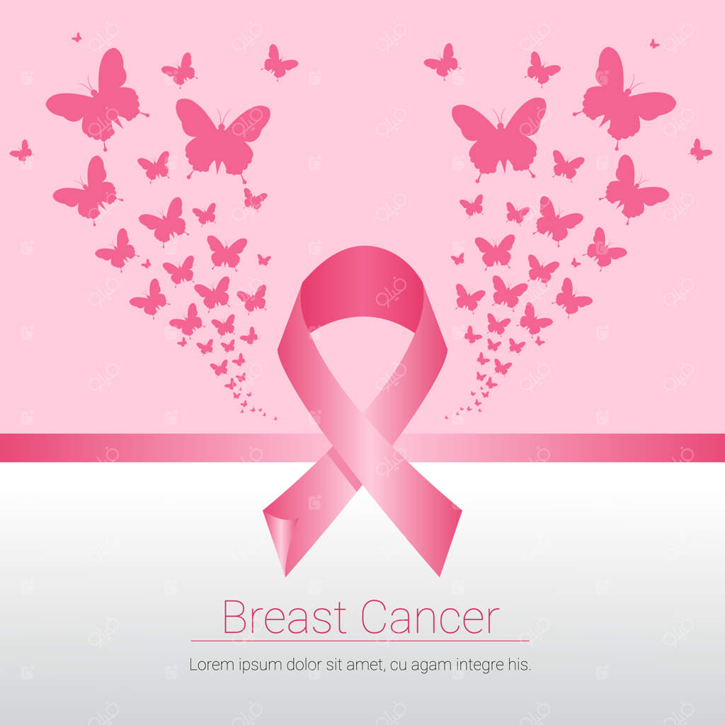 تصویر وکتور مسطح آگاهی‌بخشی سرطان سینه با روبان صورتی