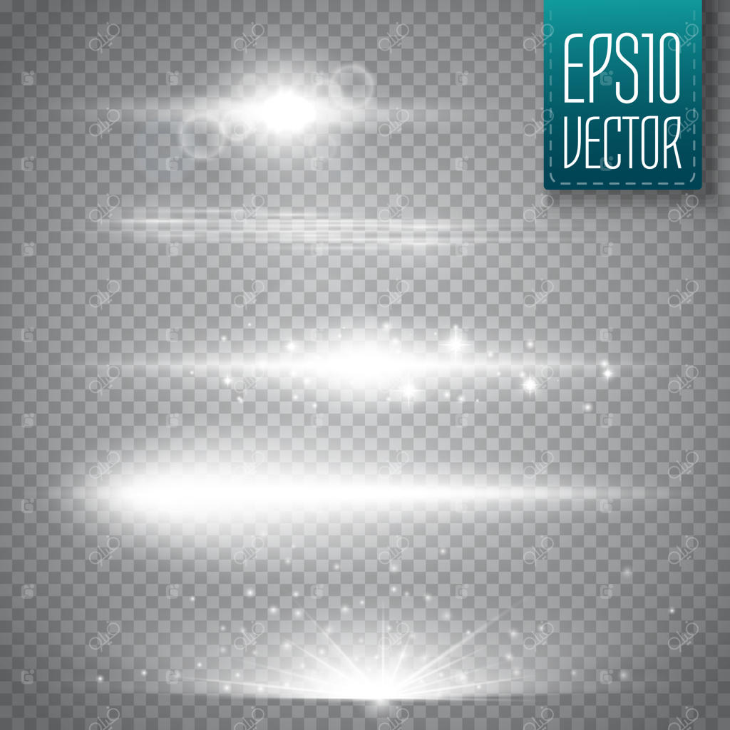 فلرهای لنز جدا شده. تصویر برداری. افکت نور درخشان ستاره‌ها