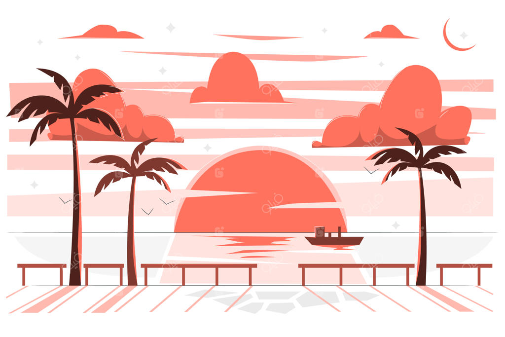 تصویرسازی مفهوم غروب خورشید