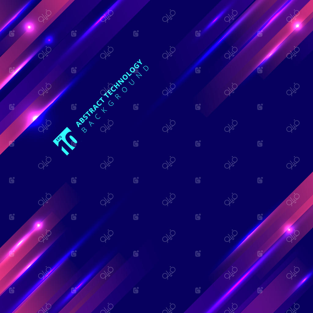 حرکت های هندسی انتزاعی با فناوری درخشش نورانی در پس‌زمینه آبی تیره.