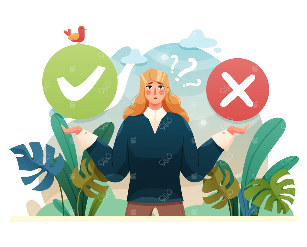 زن تاجر گیج به دنبال راه‌حل می‌گردد. تفکر در مورد سؤال یا مفهوم راه‌حل. مفهوم موفقیت در کسب‌وکار. تصویرسازی وکتور