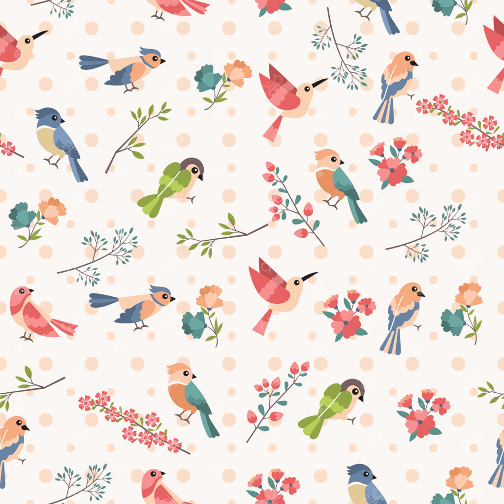 طرح پس‌زمینه یکپارچه پرندگان بهاری