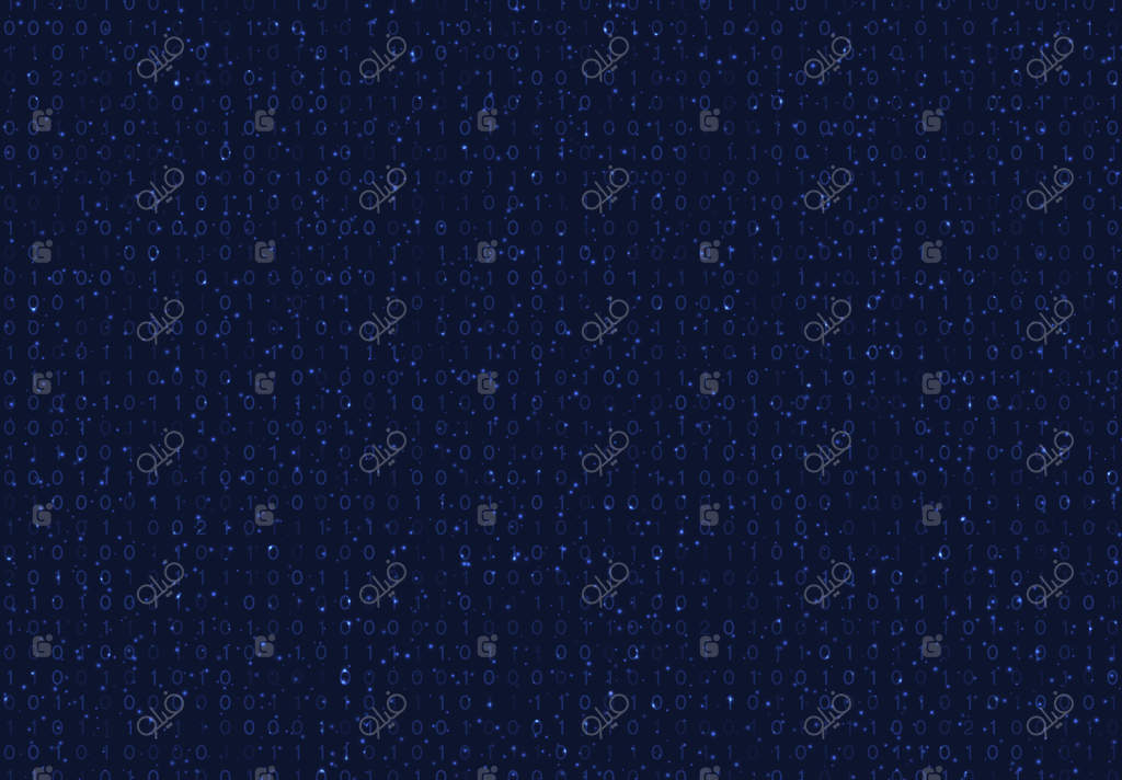 تصویر پس‌زمینه کد باینری جاری و ماتریس داده‌ها.