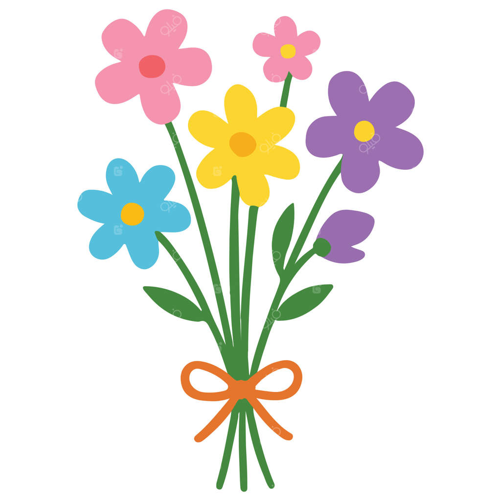 تصویر دسته‌گل، دسته‌گل رنگارنگ باغ، کلیپ‌آرت باغبانی رنگارنگ، طراحی چاپی برای باغبان