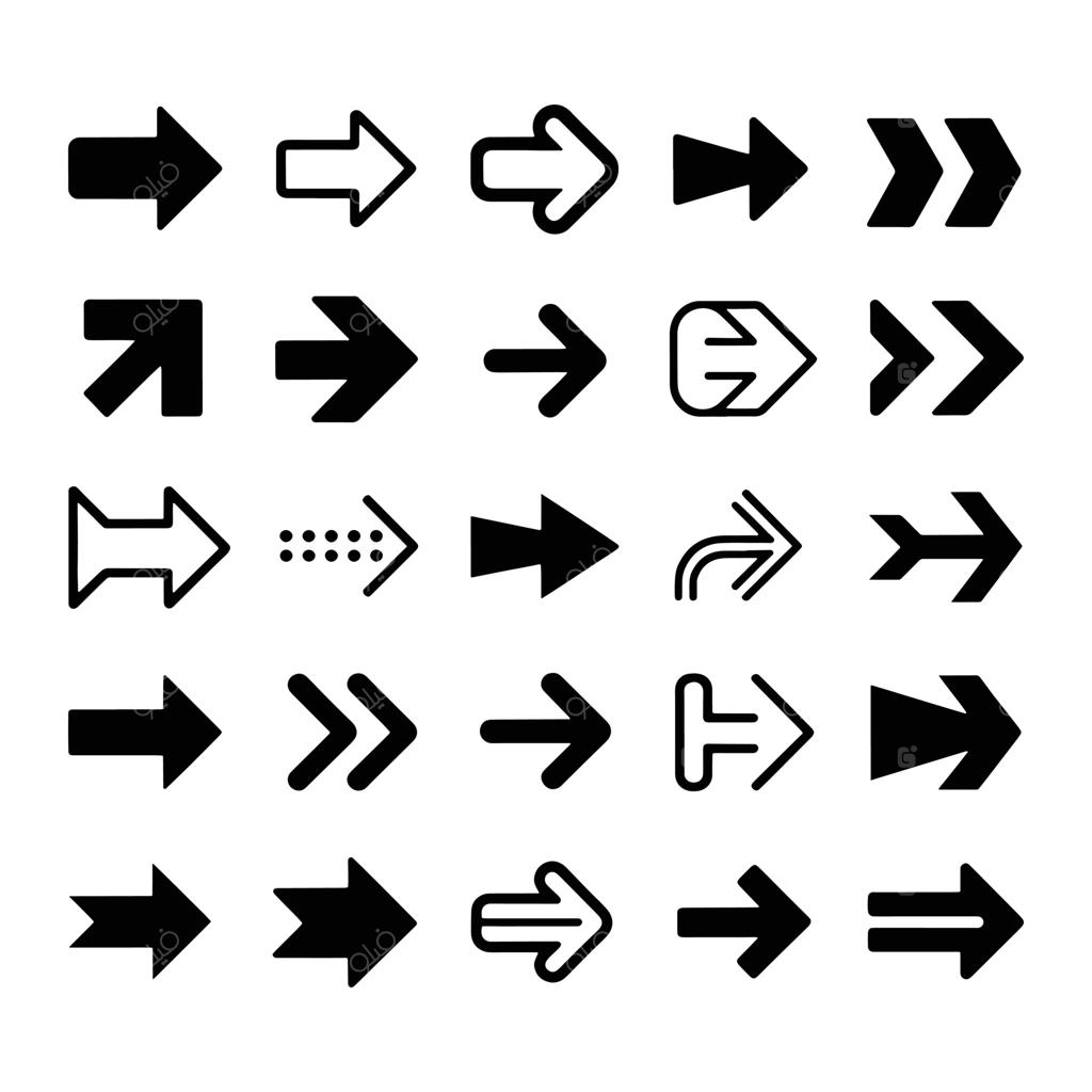 مجموعه آیکون‌های فلش جهت‌یابی و نماد ناوبری