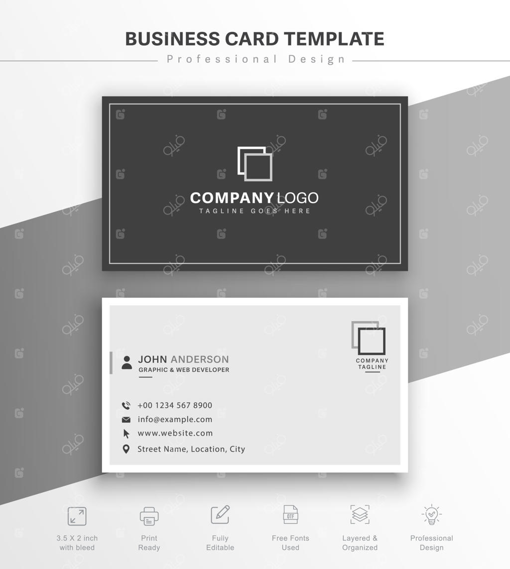 تصویر وکتور کارت ویزیت ساده سیاه و سفید