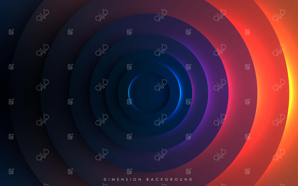 پس‌زمینه دایره‌ای پویا با افکت نورهای رنگارنگ