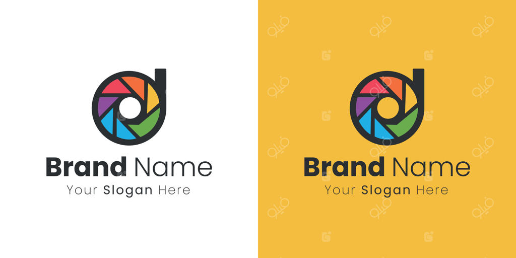 طراحی مدرن لوگوی حرف‌نشانی با عنصر شاتر دوربین و جایگزین نام برند