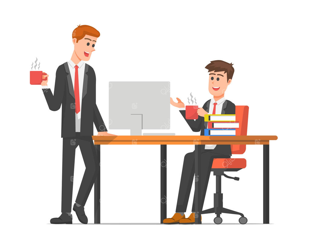 گفتگوی دو کارمند در دفتر کار