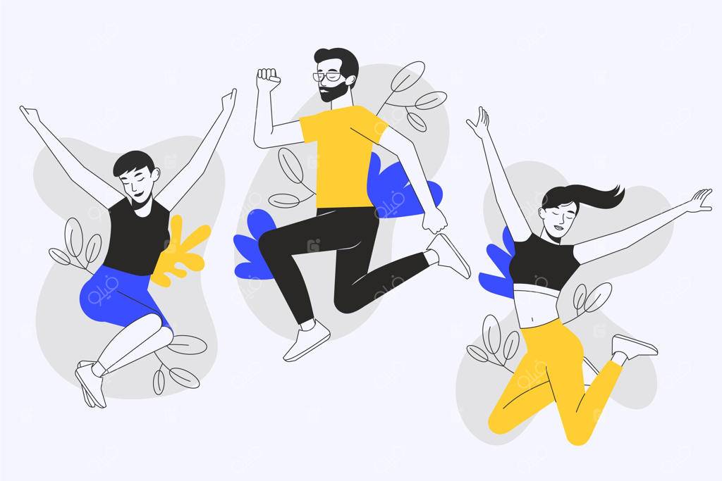 تصاویر دستی از مردم در حال پریدن