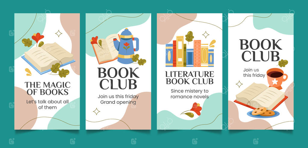 مجموعه استوری‌های اینستاگرام برای باشگاه کتاب و ادبیات