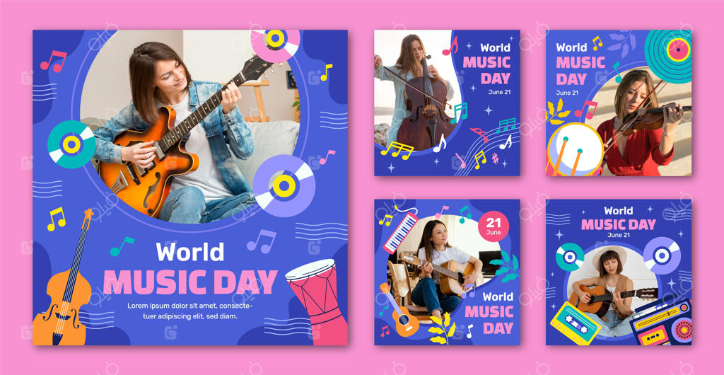 مجموعه‌ای از پست‌های اینستاگرام برای جشن روز جهانی موسیقی