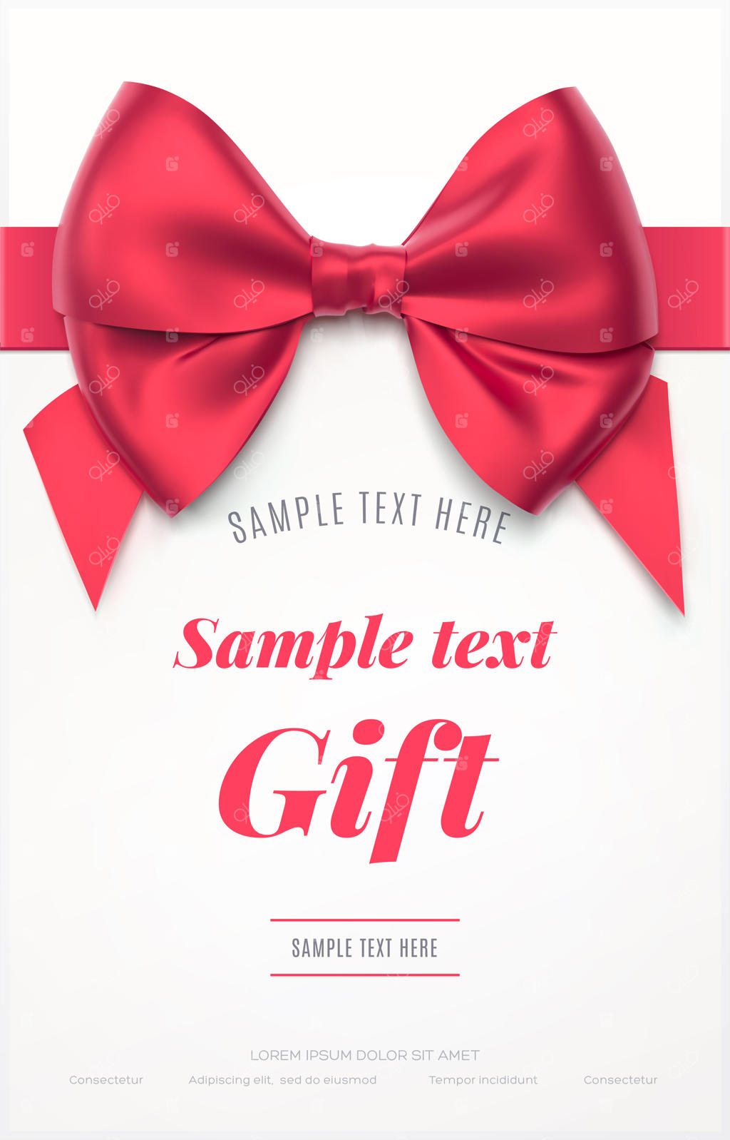 کارت دعوت یا تبریک زیبا با روبان قرمز.