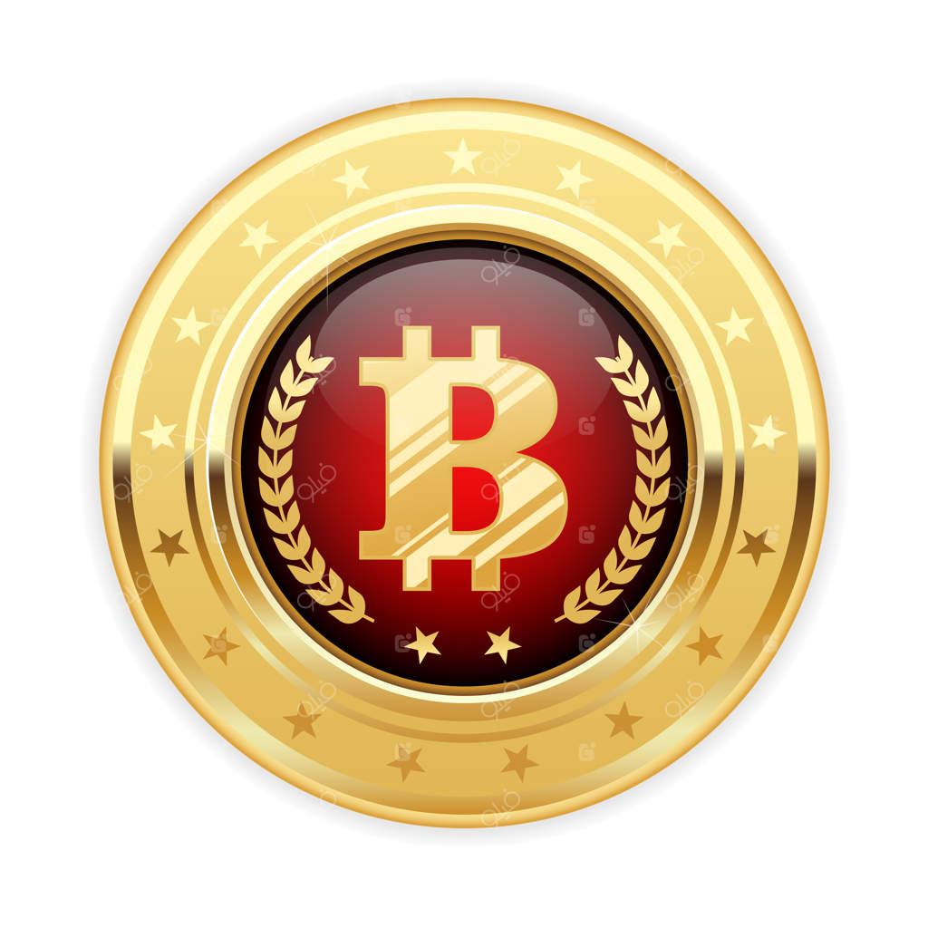 نشان بیت‌کوین روی مدال طلا - نماد ارز دیجیتال