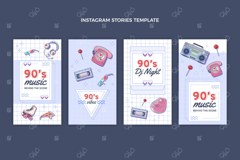 فستیوال موسیقی نوستالژیک دهه ۹۰ با طراحی تخت برای استوری اینستاگرام