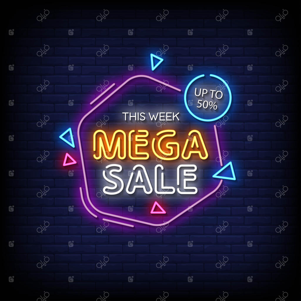 متن "فروش ویژه" به سبک نئون