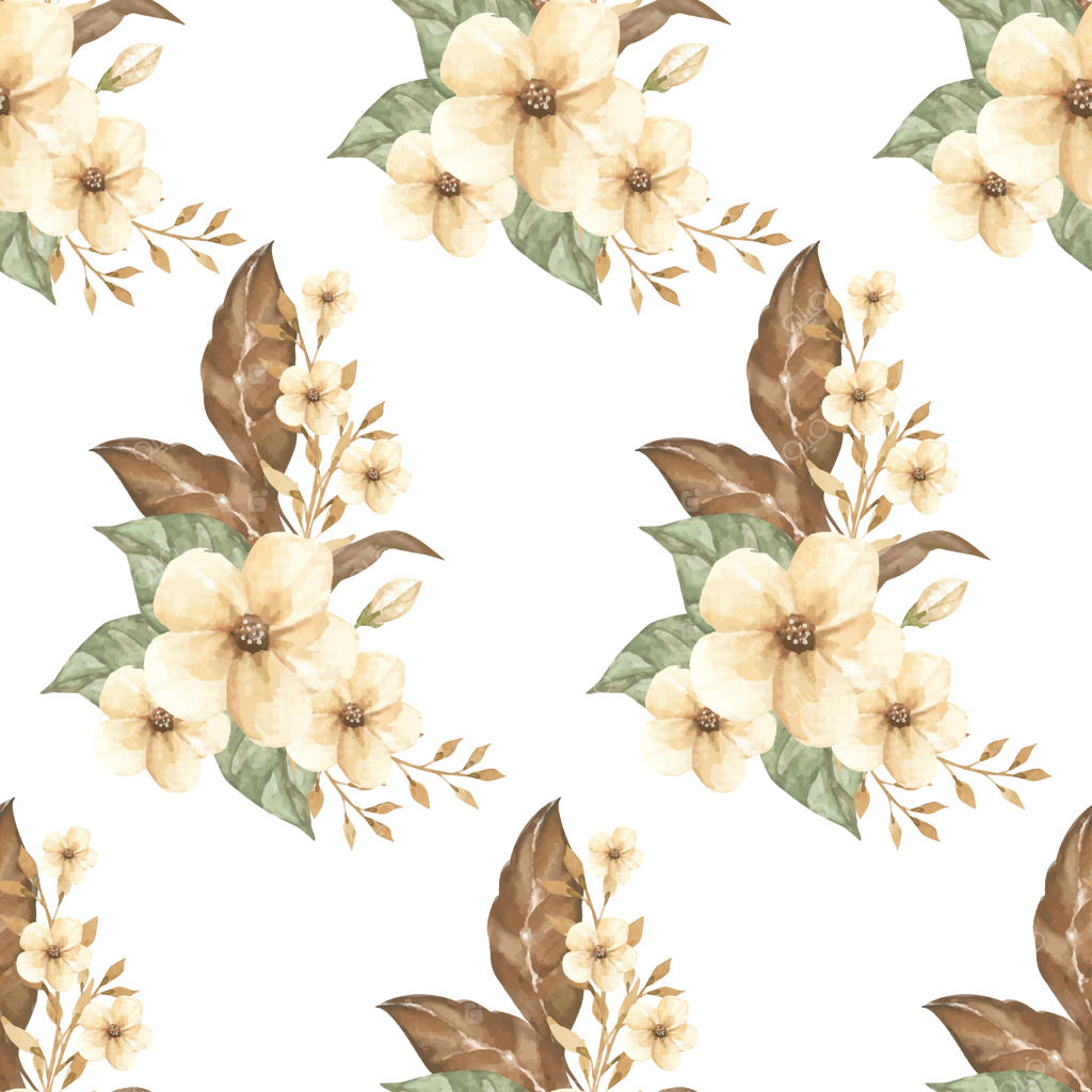 دسته گل سفید تک رنگ روی الگوی پس‌زمینه