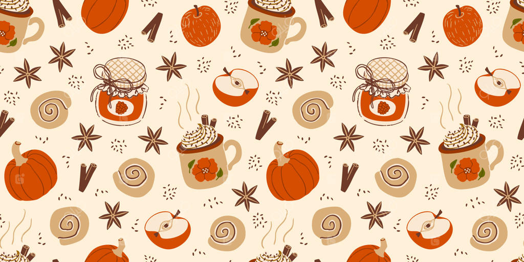 پترن جذاب پاییزی با کدو تنبل و ادویه‌ها