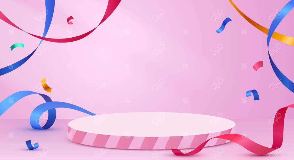 پس‌زمینه انتزاعی صحنه - سکو استوانه‌ای با کاغذ رنگی و روبان‌ها - شبیه‌سازی نمایش محصول آرایشی - سکوی نمایش یا پایه، تصویر برداری وکتور