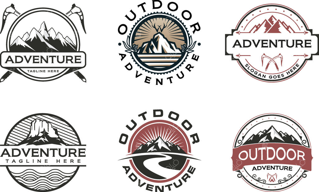 مجموعه لوگوهای ماجراجویی در طبیعت شامل بقا و سفر در دل حیات وحش