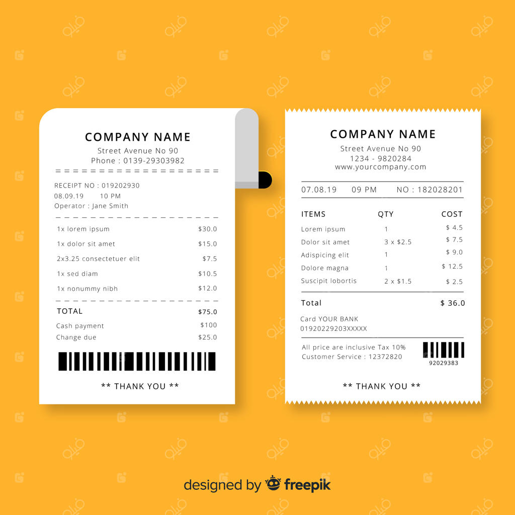 قالب رسید با طراحی ساده و مدرن