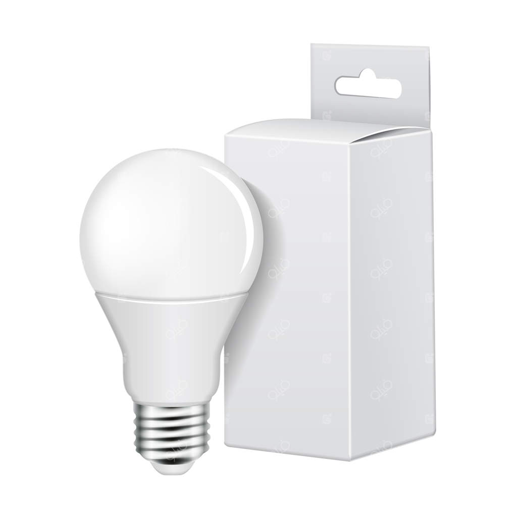 لامپ ال ای دی برقی با بسته‌بندی مقوایی سفید