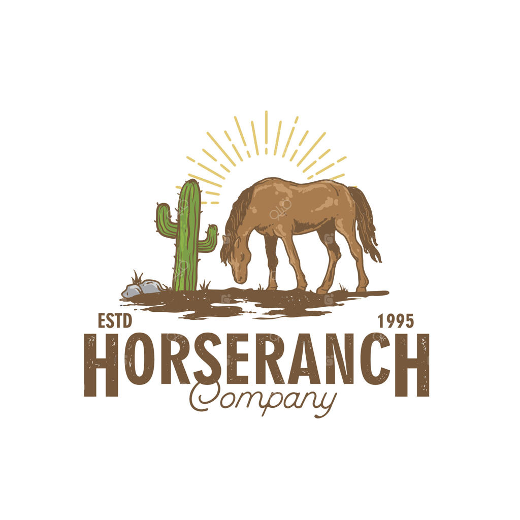 طراحی لوگوی قدیمی تگزاس با تصویر دستی اسب ایستاده