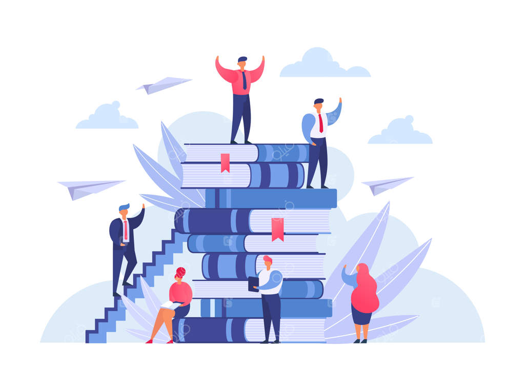 کتاب‌ها، دانش و مفهوم مطالعه و خواندن افراد، طراحی ساده