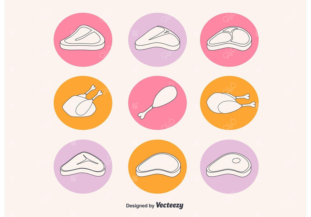 مجموعه وکتور خطی گوشت رایگان