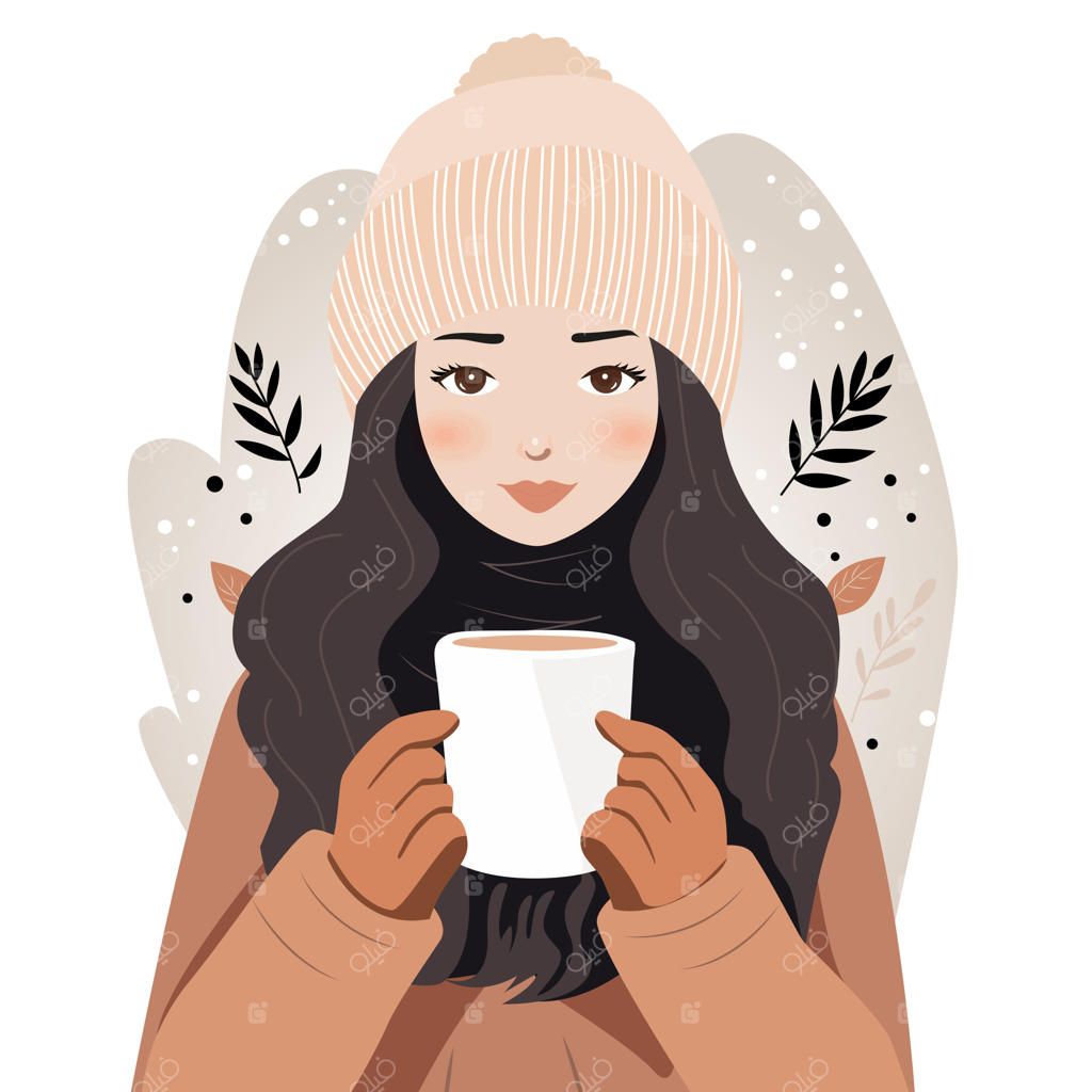 زنی در لباس زمستانی یا پاییزی یک فنجان را در دست دارد و دختری یک نوشیدنی داغ را در خیابان پاییزی می‌نوشد