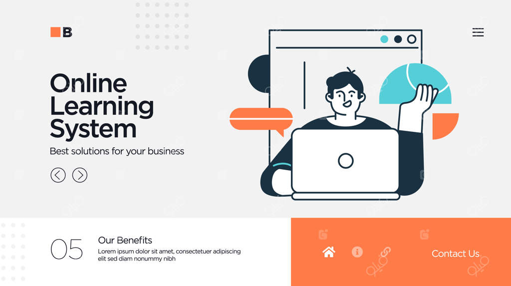 طرح لندینگ پیج با طراحی مدرن و ایزومتریک برای آموزش آنلاین