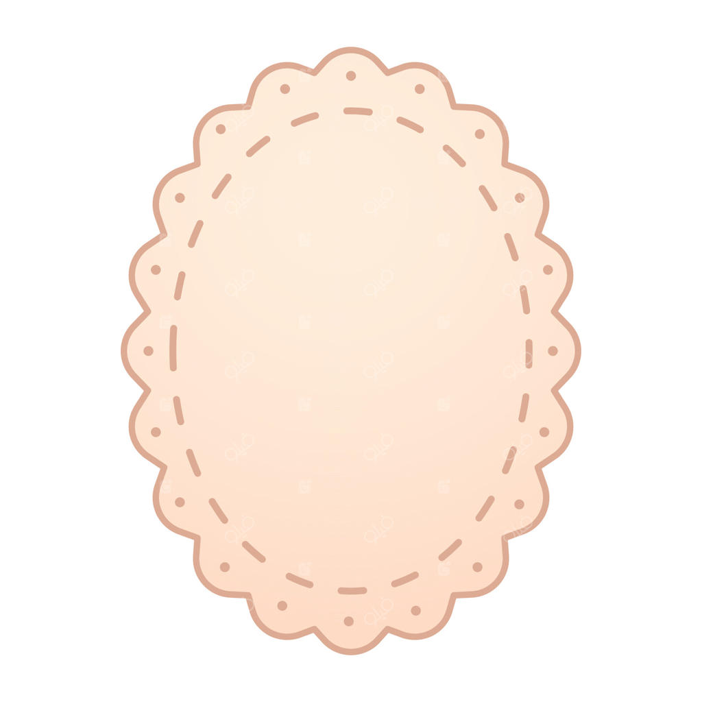 برچسب بیضی حاشیه‌دار دوخته شده با رنگ بژ ملایم