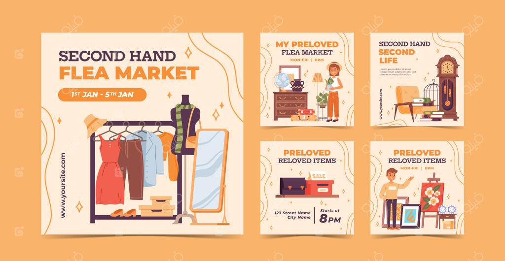 مجموعه پست‌های اینستاگرامی برای بازارچه دست دوم‌فروشی