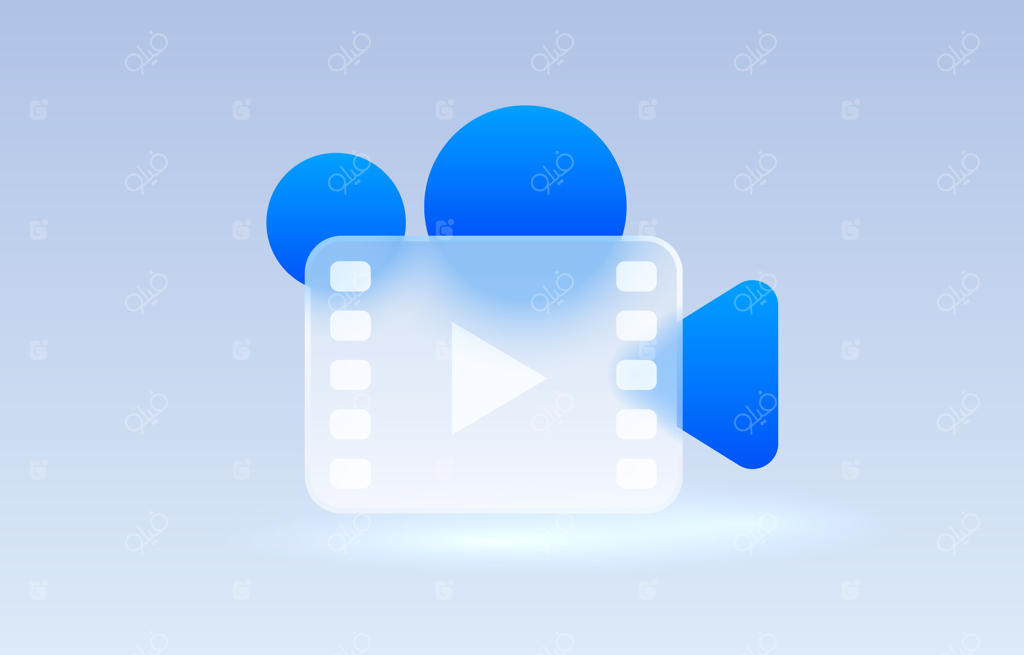 مجموعه آیکن های شفاف وکتور ویدئویی شیشه‌ای