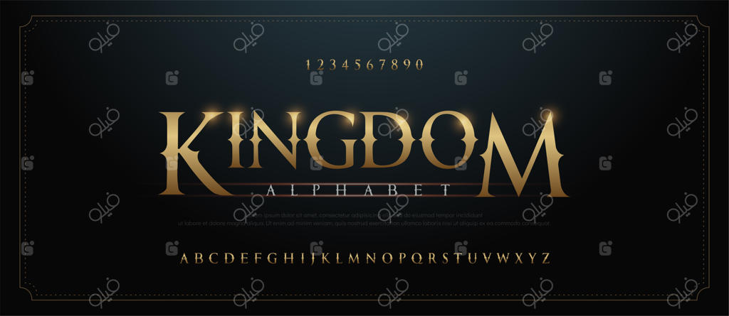مجموعه فونت حروف الفبای طلایی زیبا - طراحی کلاسیک و سفارشی طلایی