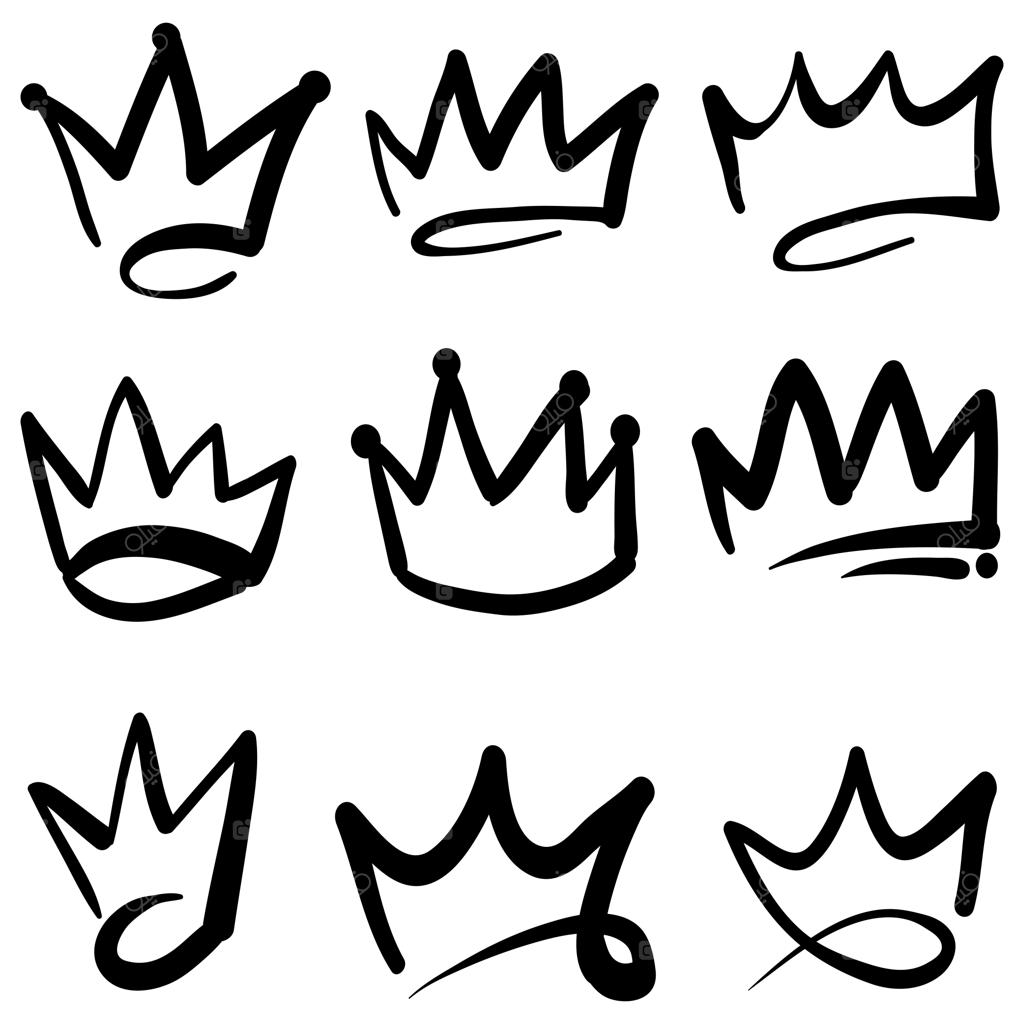 لوگوی تاج، نماد گرافیتی عنصر سیاه جدا شده بر روی پس‌زمینه سفید، تصویر وکتور