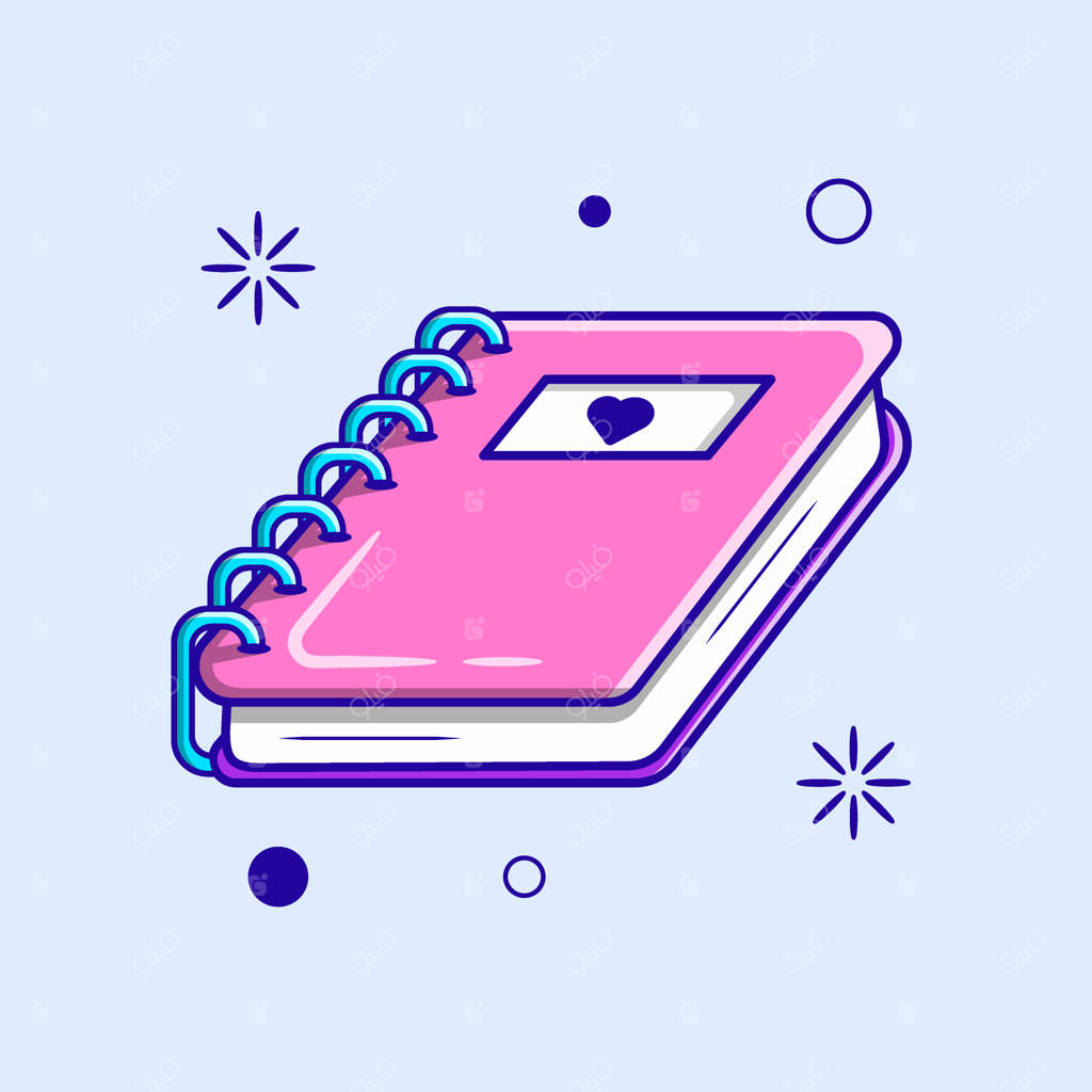 تصویرسازی کارتونی دفترچه خاطرات. وکتور ویژه و مفهومی کتاب.