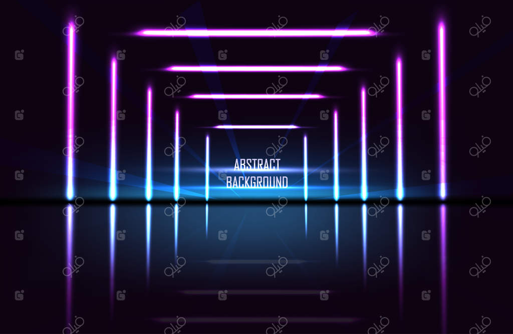 تصویر انتزاعی وکتور: بنر پرتو لیزری فناوری با درخشش و تلألؤ