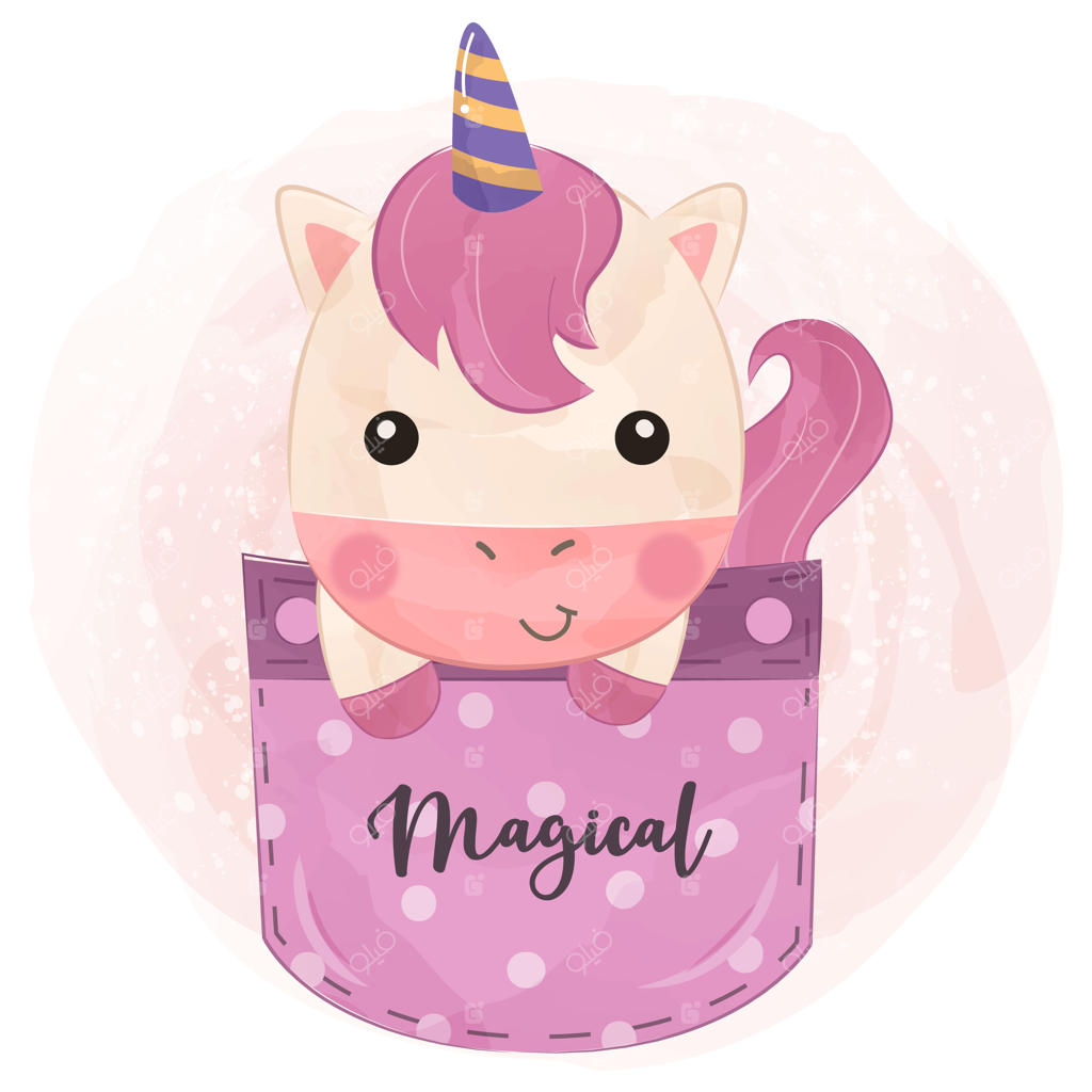 تصویر زیبا و دوست‌داشتنی اسب تک‌شاخ با آبرنگ