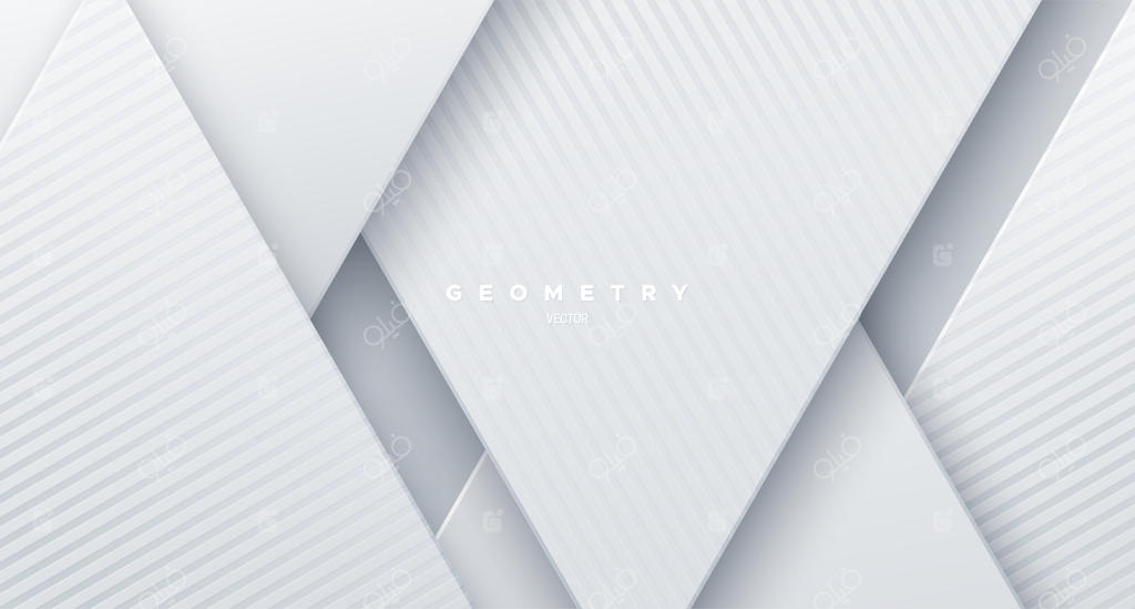 پس‌زمینه انتزاعی برش کاغذ سفید با اشکال مورب