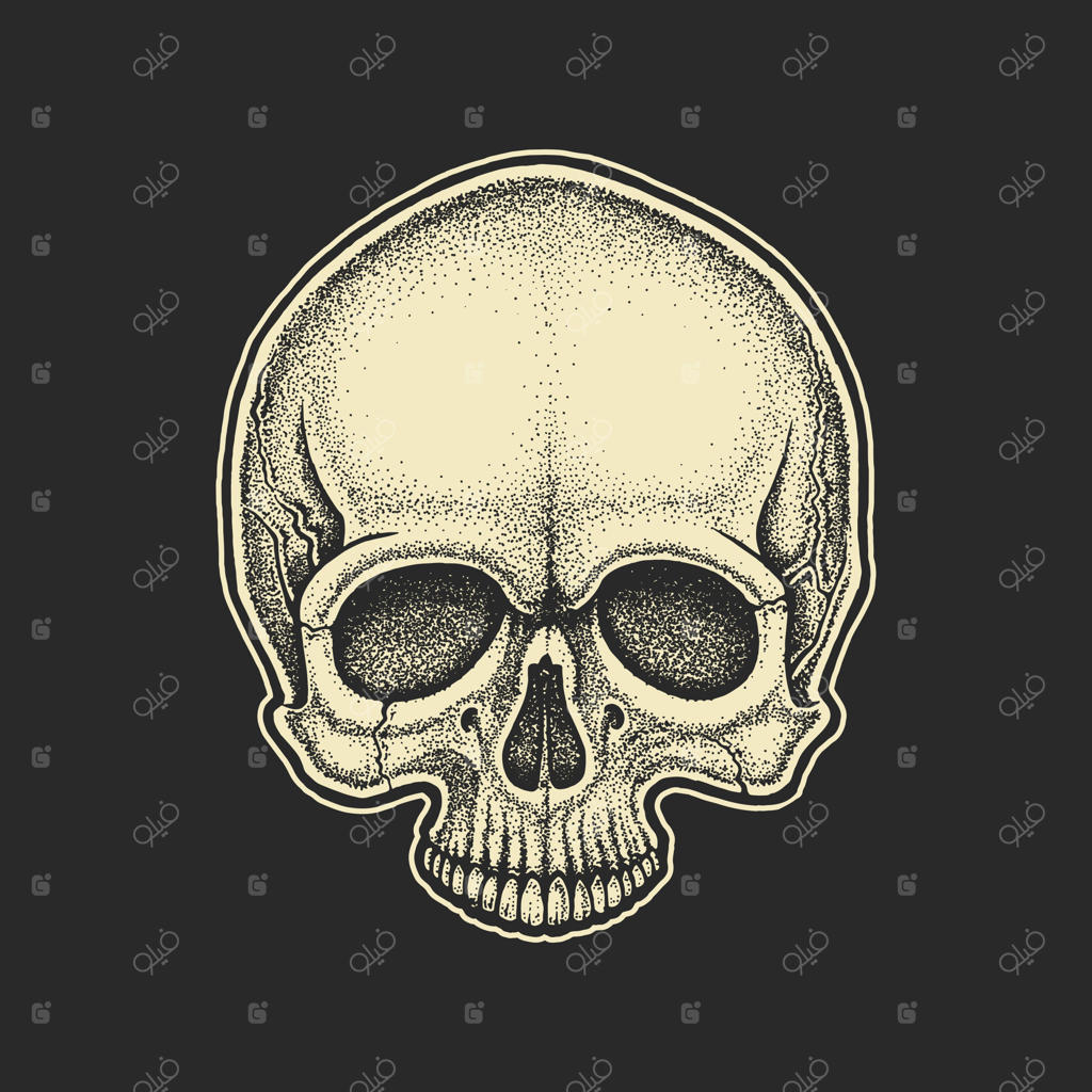 تصویر جمجمه با سبک نقاط