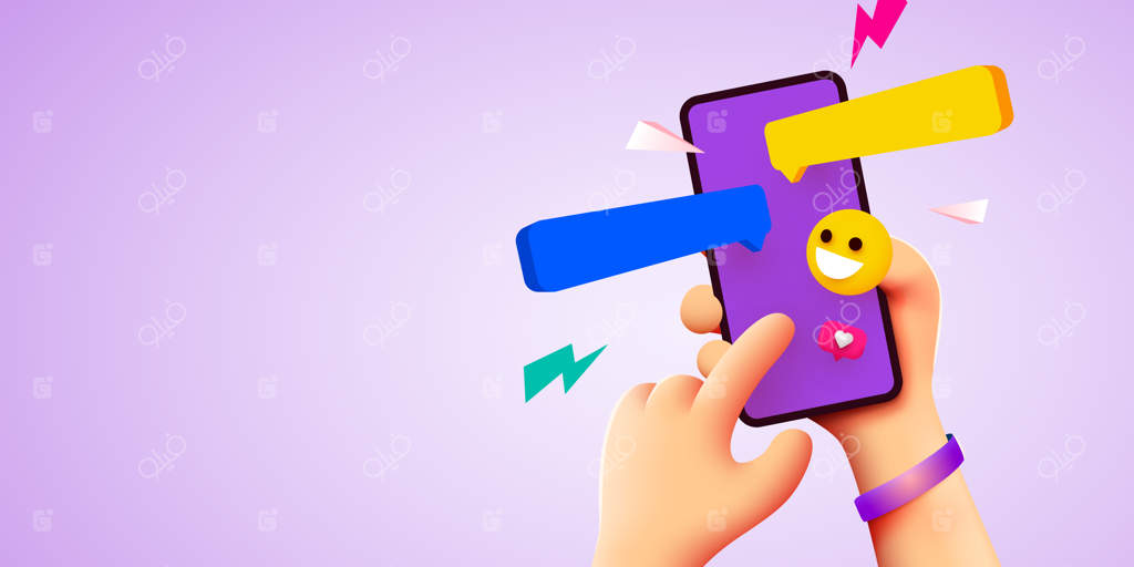 دست در حال نگه داشتن گوشی: مفهوم ارتباط و شبکه‌های اجتماعی