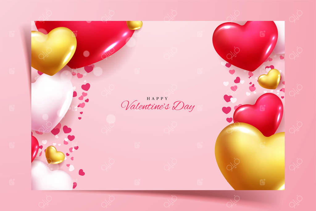 روز عشق با پس‌زمینه‌ای زیبا و عاشقانه از قلب‌ها